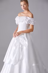 Gatsby Kayık Yaka Saten A Kesim Gelinlik - Mediha Cambaz Bridal