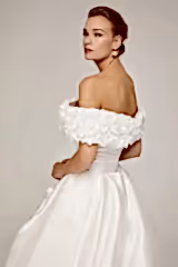Gatsby Kayık Yaka Saten A Kesim Gelinlik - Mediha Cambaz Bridal