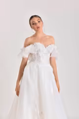 Glam Organze Üç Boyut Dantel A Kesim Gelinlik - Mediha Cambaz Bridal