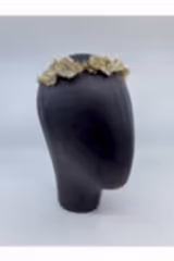 Gold Telli Krem Üç Boyutlu Çiçeklerden Saç Aksesuarı - Mediha Cambaz Bridal