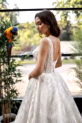 Hagor Askılı Çizgisel Dantelli Prenses Model Gelinlik - Mediha Cambaz Bridal