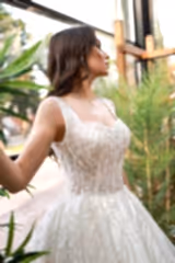 Hagor Askılı Çizgisel Dantelli Prenses Model Gelinlik - Mediha Cambaz Bridal