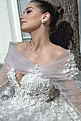 Harper Çiçek Dantelli Prenses Model Gelinlik - Mediha Cambaz Bridal