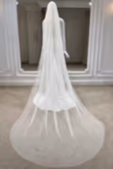 Harrie Krem Taraklı Uzun İpek Tül Duvak - Mediha Cambaz Bridal