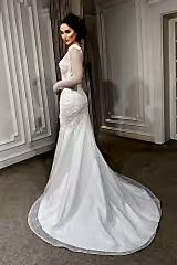 Helga Simli Dantel V Yaka Balık Gelinlik - Mediha Cambaz Bridal
