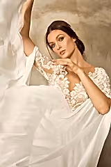 Hellene Şifon Helen Sade Düz Kesim Gelinlik - Mediha Cambaz Bridal