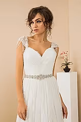 Hellenistic Taş Kemer Detaylı Helen Gelinlik - Mediha Cambaz Bridal