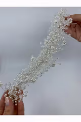 İncili Çiçekli Kristalli Taşlı Bride Saç Aksesuarı - Mediha Cambaz Bridal