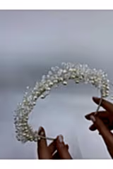 İncili Kristalli Telli Klasik Taç - Mediha Cambaz Bridal