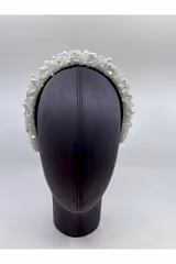İşlemeli İncili Geniş Taç - Mediha Cambaz Bridal