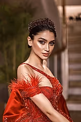 Jadis Kristal Detaylı Zirkon Taşlı Kına Tacı - Mediha Cambaz Bridal