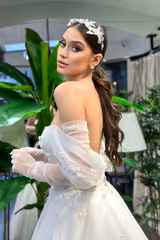 Jan Rose Düşük Kollu Tül A Kesim Gelinlik - Mediha Cambaz Bridal