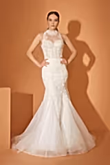 Jill Modern Halter Yaka Balık Kesim Gelinlik - Mediha Cambaz Bridal