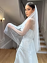 Joannes Kırık Beyaz Büzgülü Simli Kısa Duvak - Mediha Cambaz Bridal