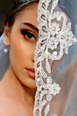 Joel Kenar Ucu Dantelli Kırık Beyaz Kısa Kloş Duvak - Mediha Cambaz Bridal
