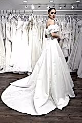 Josephini Kayık Yaka Saten A Kesim Gelinlik - Mediha Cambaz Bridal