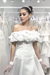 Josephini Kayık Yaka Saten A Kesim Gelinlik - Mediha Cambaz Bridal