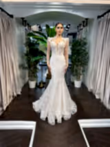Kacie Çiçekli Dantel Uzun Kol Balık Gelinlik - Mediha Cambaz Bridal