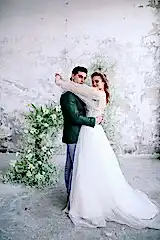 Karen Puan Drapeli Balon Kol A Kesim Gelinlik - Mediha Cambaz Bridal