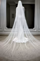 Karl İnci İşlemeli Uzun Hayal Tül Duvak - Mediha Cambaz Bridal
