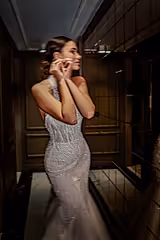 Keila Halter Yaka Dantel İşlemeli Balık Gelinlik - Mediha Cambaz Bridal