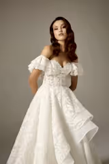 Kelly Fırfırlı Kol Vintage A Kesim Gelinlik - Mediha Cambaz Bridal