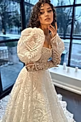 Kiara Organze Balon Kol A Kesim Gelinlik - Mediha Cambaz Bridal