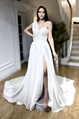 Kimberly Tek Omuz Organze Düz Kesim Gelinlik - Mediha Cambaz Bridal