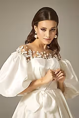 Lacie Saten Balon Kol A Kesim Gelinlik - Mediha Cambaz Bridal