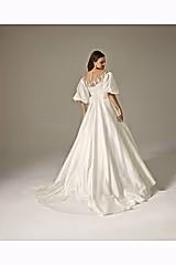 Lacie Saten Balon Kol A Kesim Gelinlik - Mediha Cambaz Bridal