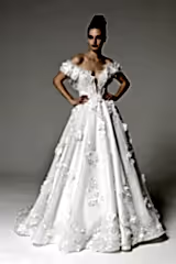 Lara Üç Boyut Çiçek Dantelli A Kesim Gelinlik - Mediha Cambaz Bridal