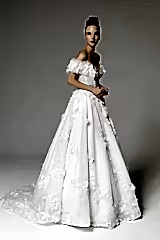 Lara Üç Boyut Çiçek Dantelli A Kesim Gelinlik - Mediha Cambaz Bridal