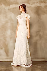 Lattice Güpür Dantel Düz Kesim Gelinlik - Mediha Cambaz Bridal