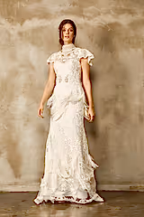 Lattice Güpür Dantel Düz Kesim Gelinlik - Mediha Cambaz Bridal