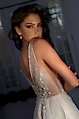 Lena Simli Dantel V Yaka A Kesim Gelinlik - Mediha Cambaz Bridal