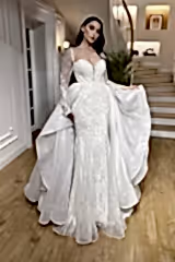 Libra Fransız Dantelli Uzun Kollu Balık Gelinlik - Mediha Cambaz Bridal