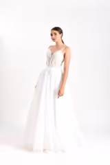Libra İpek Tül Straplez A Kesim Gelinlik - Mediha Cambaz Bridal