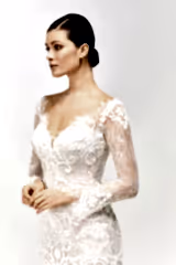 Lila Fransız Dantel Uzun Kol Balık Gelinlik - Mediha Cambaz Bridal
