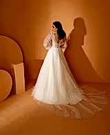 Lily Balon Kol Pullu Dantel A Kesim Gelinlik - Mediha Cambaz Bridal