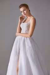 Linda Askılı Kare Yaka İki Parça Gelinlik - Mediha Cambaz Bridal