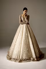 Luxe Kasnak İşi Uzun Kol Prenses Model Gelinlik - Mediha Cambaz Bridal