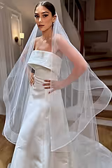 Marten Kenar Ucu Grenli Oval Uzun Hayal Tül Duvak - Mediha Cambaz Bridal