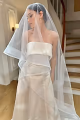Marten Kenar Ucu Grenli Oval Uzun Hayal Tül Duvak - Mediha Cambaz Bridal