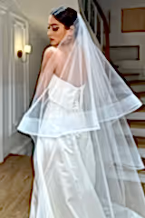 Marten Kenar Ucu Grenli Oval Uzun Hayal Tül Duvak - Mediha Cambaz Bridal