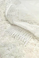 Meusa Fransız Dantelli Oval Uzun Rahibe Duvak - Mediha Cambaz Bridal