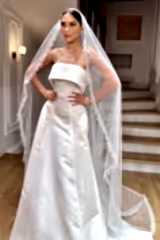 Mika Kenar Ucu Fransız Dantelli Uzun Rahibe Duvak - Mediha Cambaz Bridal