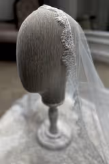 Mika Kenar Ucu Fransız Dantelli Uzun Rahibe Duvak - Mediha Cambaz Bridal