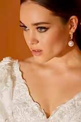 Minso 22 Fransız Dantel Drapeli A Kesim Gelinlik - Mediha Cambaz Bridal