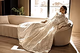 Misty Çiçek Desenli Hakim Yaka Uzun Kollu A Kesim Gelinlik - Mediha Cambaz Bridal