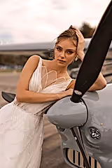 Morticia Drapeli Taş İşlemeli A Kesim Gelinlik - Mediha Cambaz Bridal